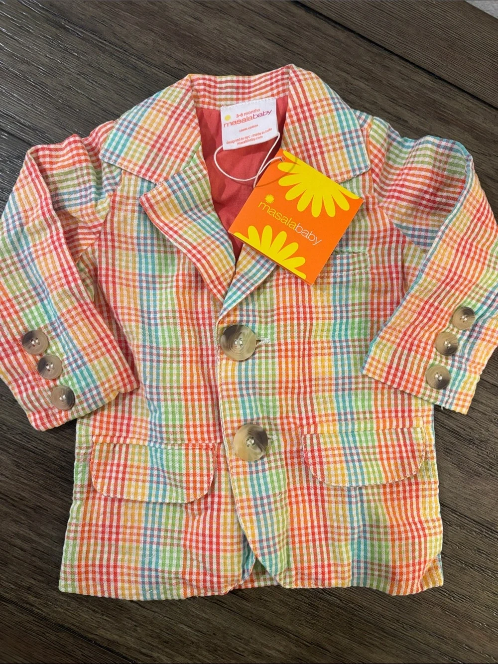 NWT [Masala Baby] Crosby Buttoned Blazer Multi-Color Plaid Baby/Toddler 3-6M - Picture 6 of 16